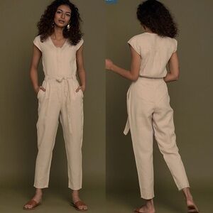 REISTOR Evening‎ Chai Jumpsuit 100% Hemp in Neutral Beige size Medium